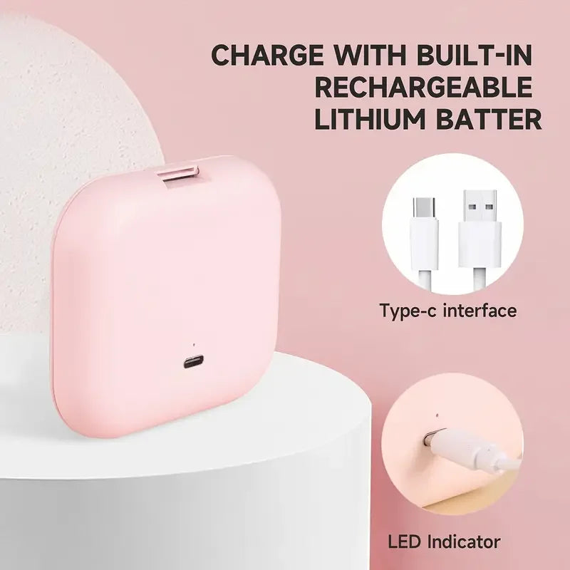 Blushimmer compact LED travel mirror with 1X/2X magnification, folding design, small purse-sized portable makeup mirror with lights.