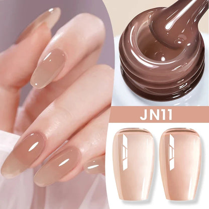 Blushimmer Born Pretty Jelly Nude Gel Nail Polish in light pink peach, 10ml translucent UV cure gel for DIY nail art at home