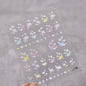 Colorful Cat's Eye 5D gradient nail art stickers with European love heart and crystal geometric designs by Blushimmer for manicure decor.