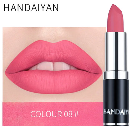 Blushimmer Handaiyan 12-color matte velvet lipstick set with waterproof, long-lasting, non-stick formula and vibrant color payoff.