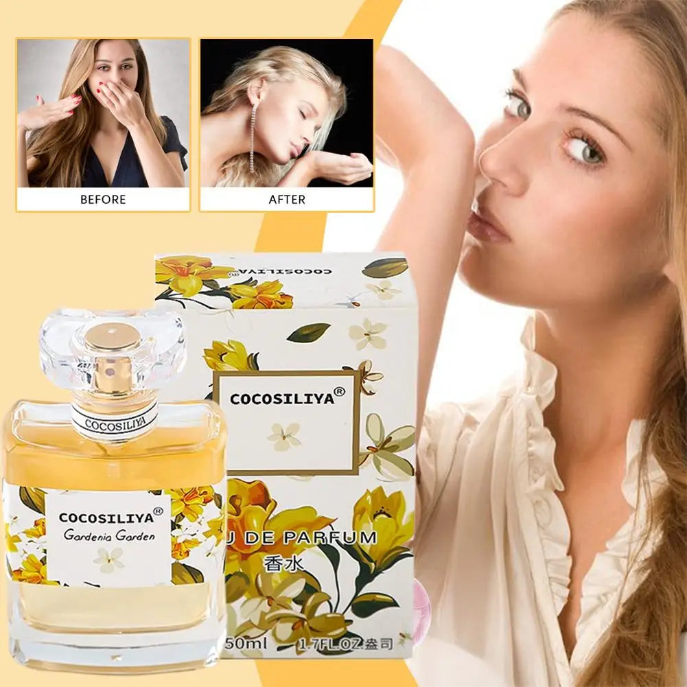 Blushimmer COCOSILIYA women’s floral perfume bottle with Osmanthus, Rose, Lavender, and Gardenia, showcasing a light, fresh scent.