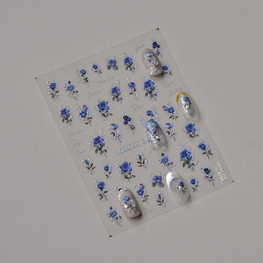 Blushimmer Dream Flower Window Shell Nail Art Stickers with Japanese floral self-adhesive decals for press-on nail decoration.