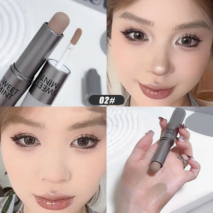 Blushimmer dual-end liquid bronzer and concealer stick with contouring and brightening for face and nose shaping, long-lasting makeup