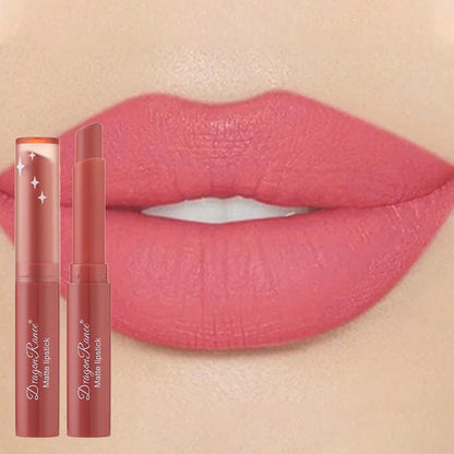 Blushimmer nude matte waterproof lipstick in sexy red velvet shade, long-lasting lip cosmetics for women, fading-resistant makeup
