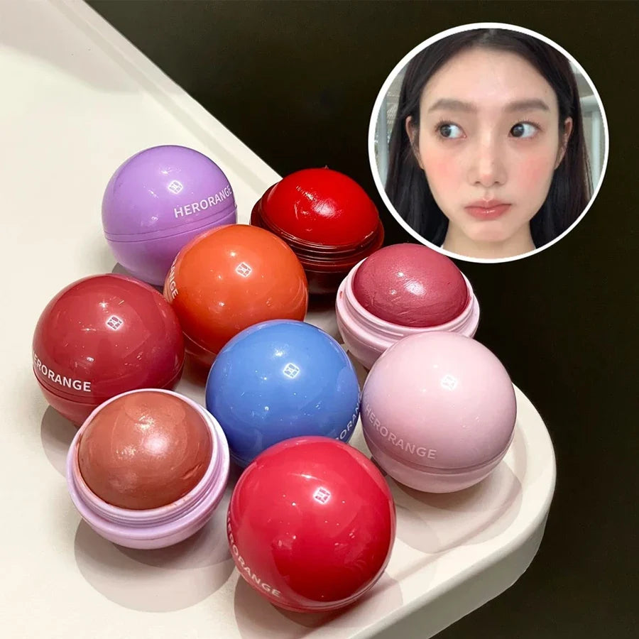 Blushimmer Herorange Peach Ball Cloud Velvet Blush Cream with fine powder texture, dewy finish, and natural three-dimensional glow.