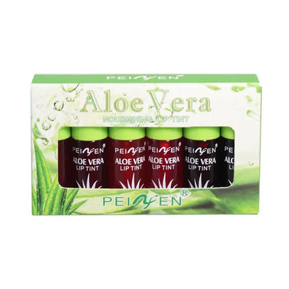 Blushimmer 6-color lip tint set featuring plumping, moisturizing liquid lipsticks with aloe vera and multi-use lip and cheek stain