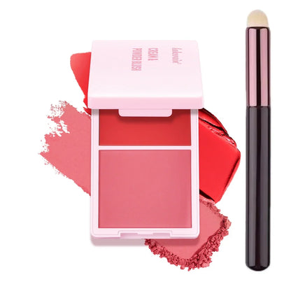 Blushimmer Juvia's Cream Powder Matte Blush Duo with rose tones, high pigment, long-lasting, natural matte finish makeup.