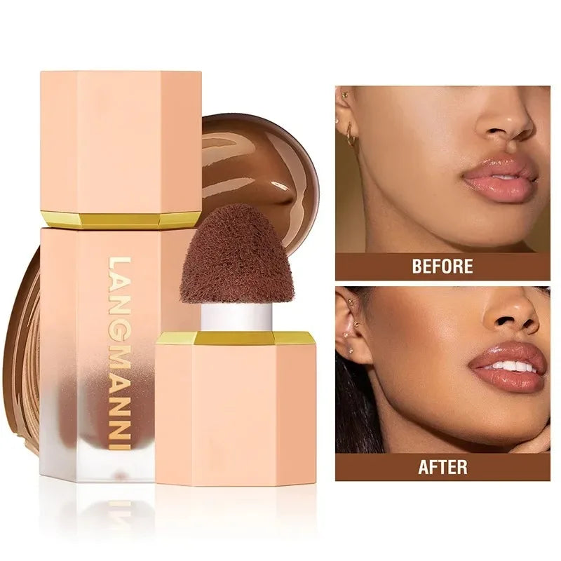 Blushimmer liquid contour stick with natural matte highlighters and face makeup for nose shadow, contouring, and brightening.