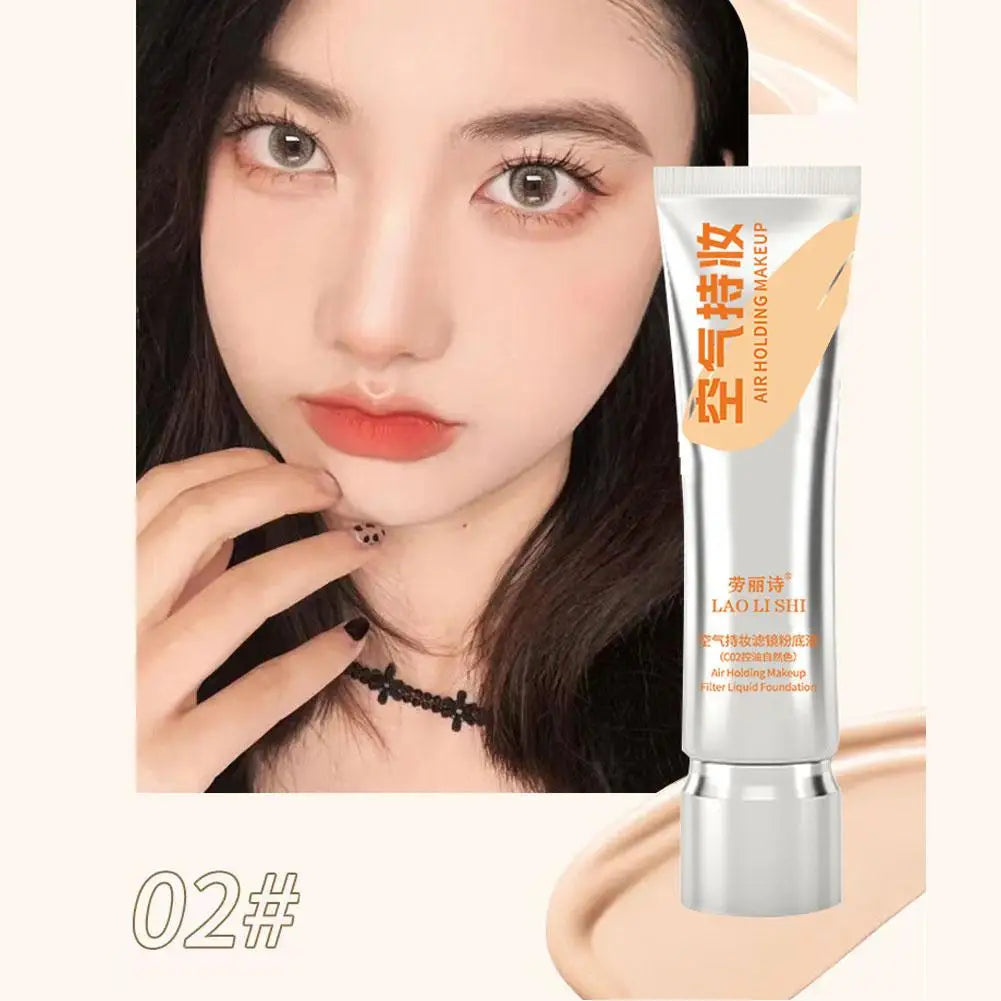 Blushimmer Airy Lasting Makeup Foundation and Concealer in a 30ml tube, featuring moisturizing, brightening, and pore-filling primer.