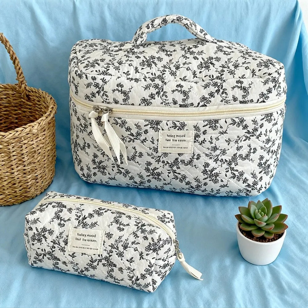 Large capacity Blushimmer makeup pouch with multiple compartments, ideal for travel and organizing cosmetics and beauty essentials.
