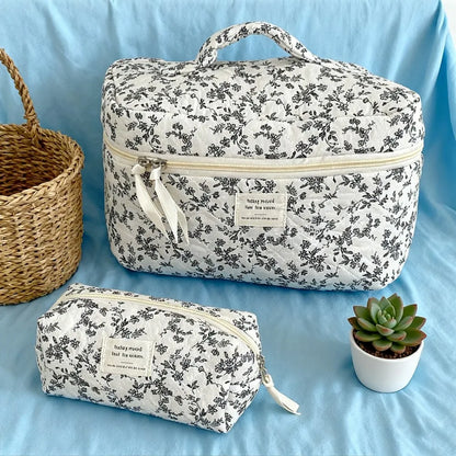 Large capacity Blushimmer makeup pouch with multiple compartments, ideal for travel and organizing cosmetics and beauty essentials.