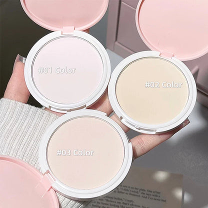 Blushimmer CACE pressed face powder with soft mist finish, three-color foundation for long-lasting, oil control, waterproof makeup.