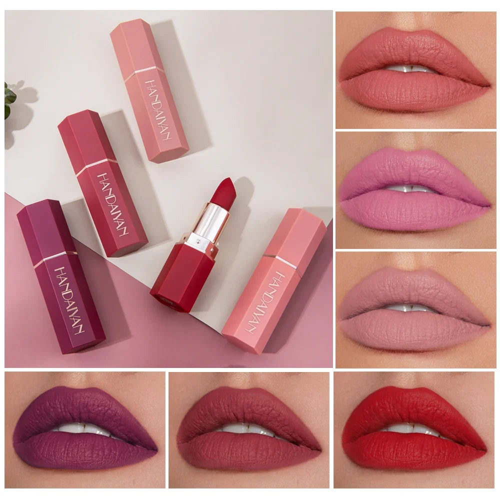 Blushimmer 6-color matte lipstick set with long-lasting, smudge-proof, waterproof velvet finish and smooth, non-fading lip color.