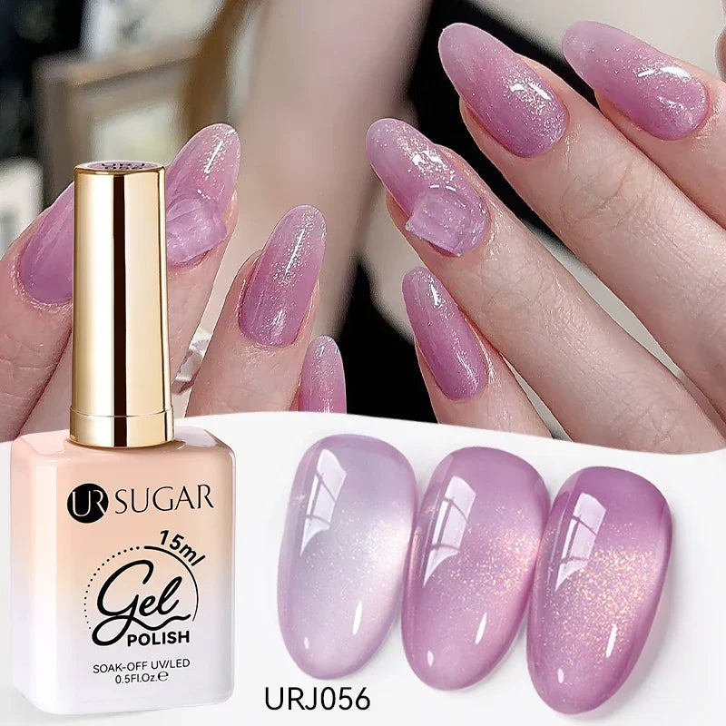 Blushimmer UR Sugar 15ml jelly milky white translucent gel polish for semi-permanent UV nail art and soak-off gel varnish.