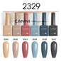 Set of 6 Blushimmer CANNI HEMA-Free nail gel polishes in vibrant semi-permanent colors for UV and LED gel nail applications.