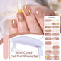 Blushimmer Harunouta 4pcs set of nude pink gradient jelly semi-cured gel nail strips with nail lamp and waterproof long-lasting wraps