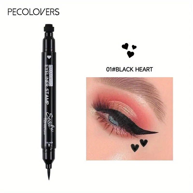 Blushimmer 7 styles liquid eyeliner pen with double-ended stamp and pencil, waterproof, fast-drying black and red eye makeup tool