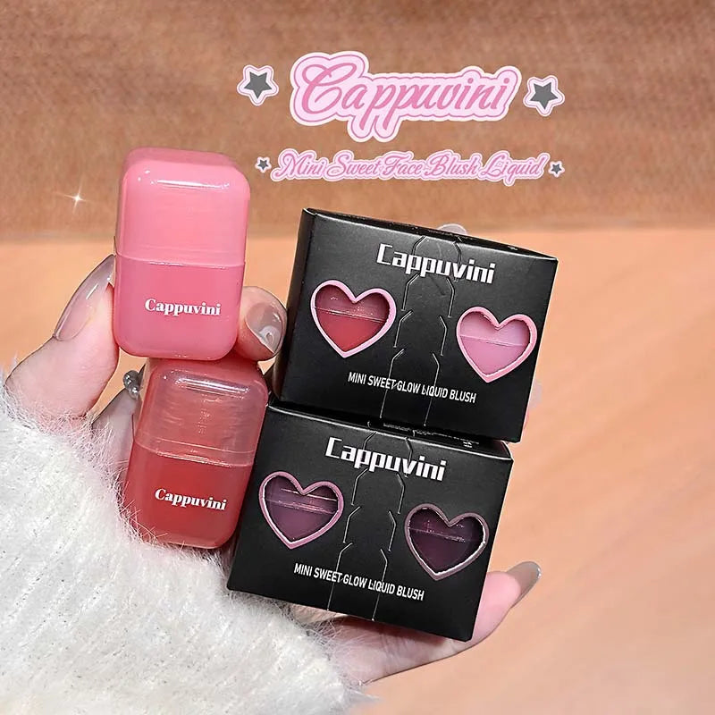 Blushimmer Cappuvini Mini Moisturizing Liquid Blush in Energetic Pink, Korean style cheek rouge, easy to apply and long-lasting.