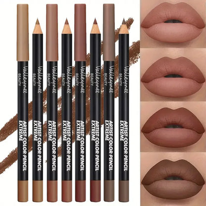 Blushimmer Nude Brown collection 4-piece lip liner and eyeliner set with long-lasting matte waterproof lipstick for women.