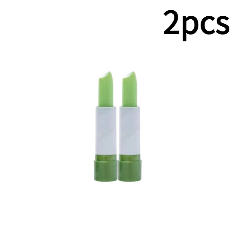Blushimmer Aloe Vera moisturizing lipstick and lip balm set, color-changing, nourishing lip care for dry lips in a sleek tube.