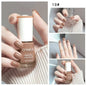 Blushimmer no-bake nail polish with glitter sequins, quick-dry UV varnish for nail art, shown on a nail tip