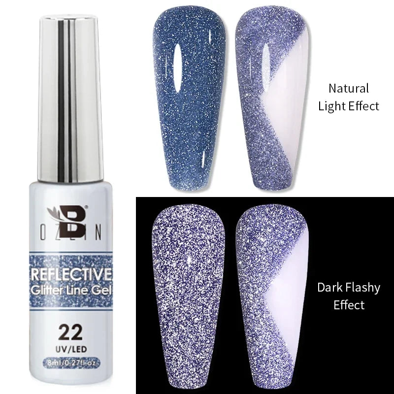 Blushimmer 5ML gold and silver metallic gel polish with chrome mirror finish, perfect for French and UV LED semi-permanent nail art.