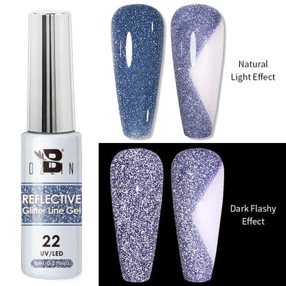 Blushimmer 5ML gold and silver metallic gel polish with chrome mirror finish, perfect for French and UV LED semi-permanent nail art.