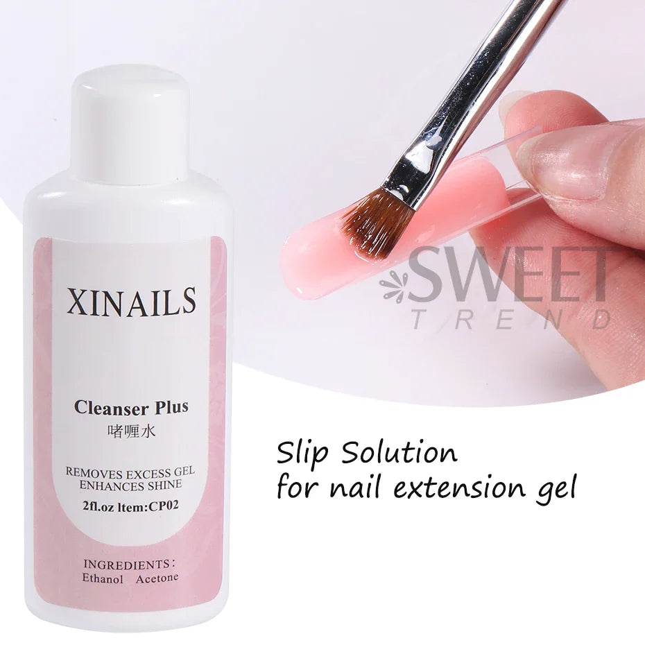 Blushimmer nail degreaser liquid bottle with clear surface and gel polish remover for nail prep and cleaning.