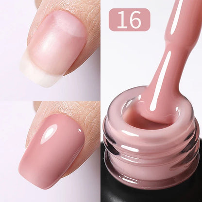 Blushimmer Born Pretty Milky Pink Rubber Base Gel nail polish with glitter, 15ml semi-permanent UV LED soak-off gel in a sleek bottle