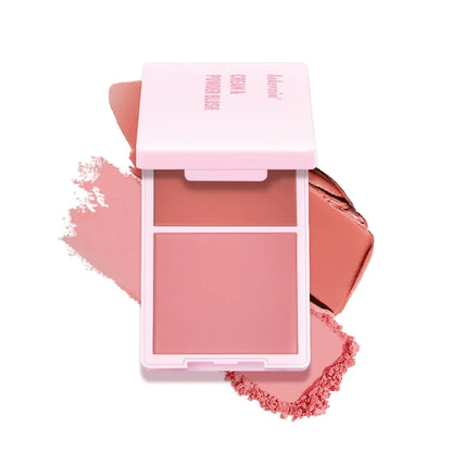 Blushimmer Juvia's Cream Powder Matte Blush duo in rose shades, long-lasting, high-pigment natural matte blush makeup.