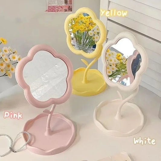 Blushimmer desktop flower mirror with decorative design, perfect for bedroom or home decor, showcasing a creative and stylish look