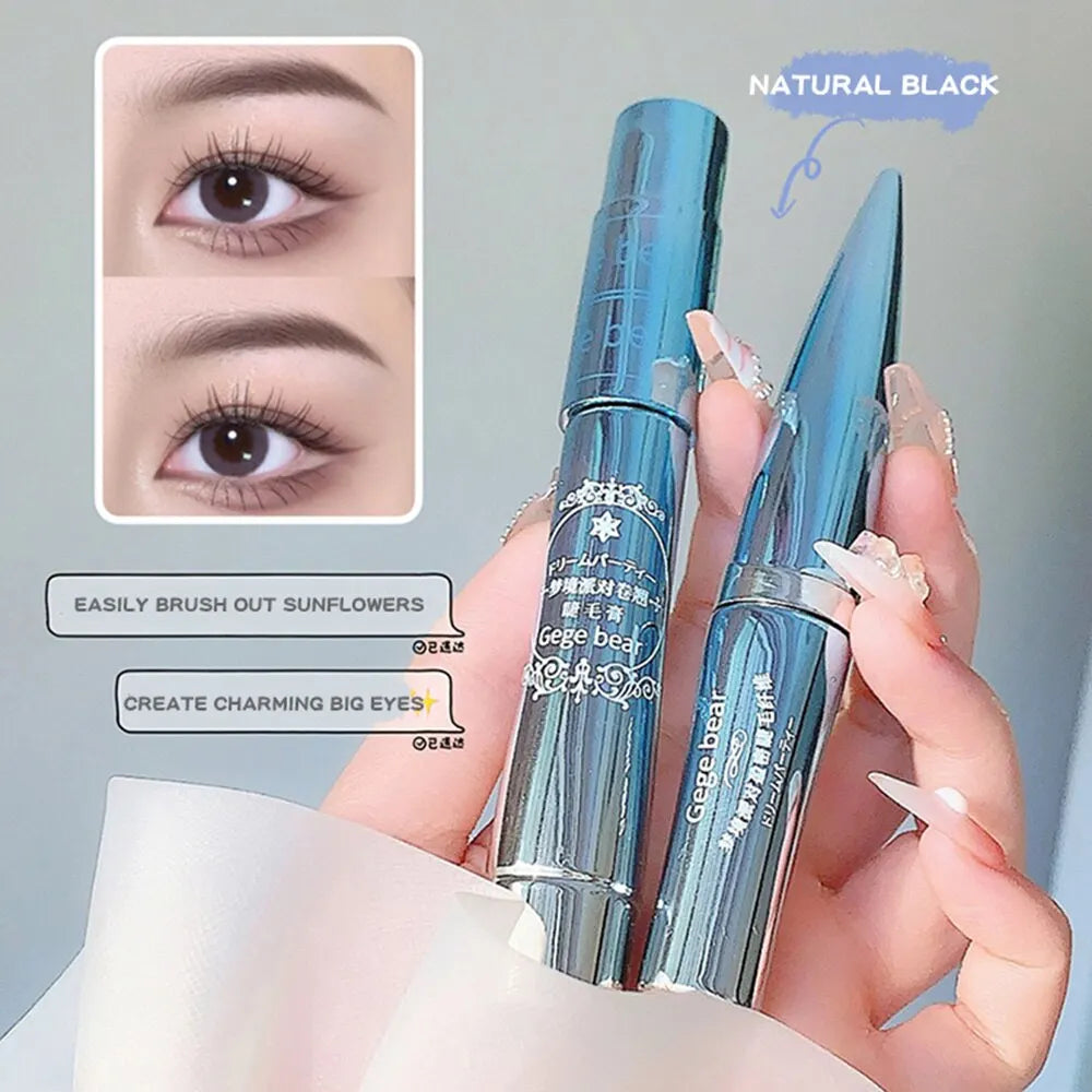 Blushimmer Gege Bear Dream Party Curly Black Sunflower Mascara showcasing lengthened, thick eyelashes with a cute design.