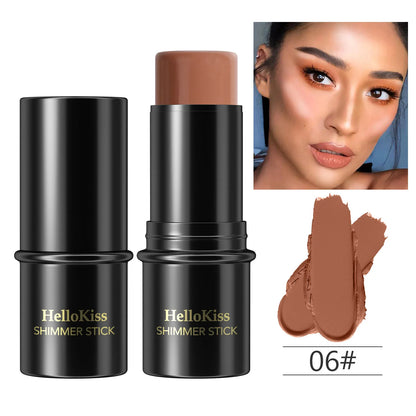 Blushimmer highlighting and bronzer stick with face brightening, contouring, and concealer features, displayed on a sleek pen applicator.