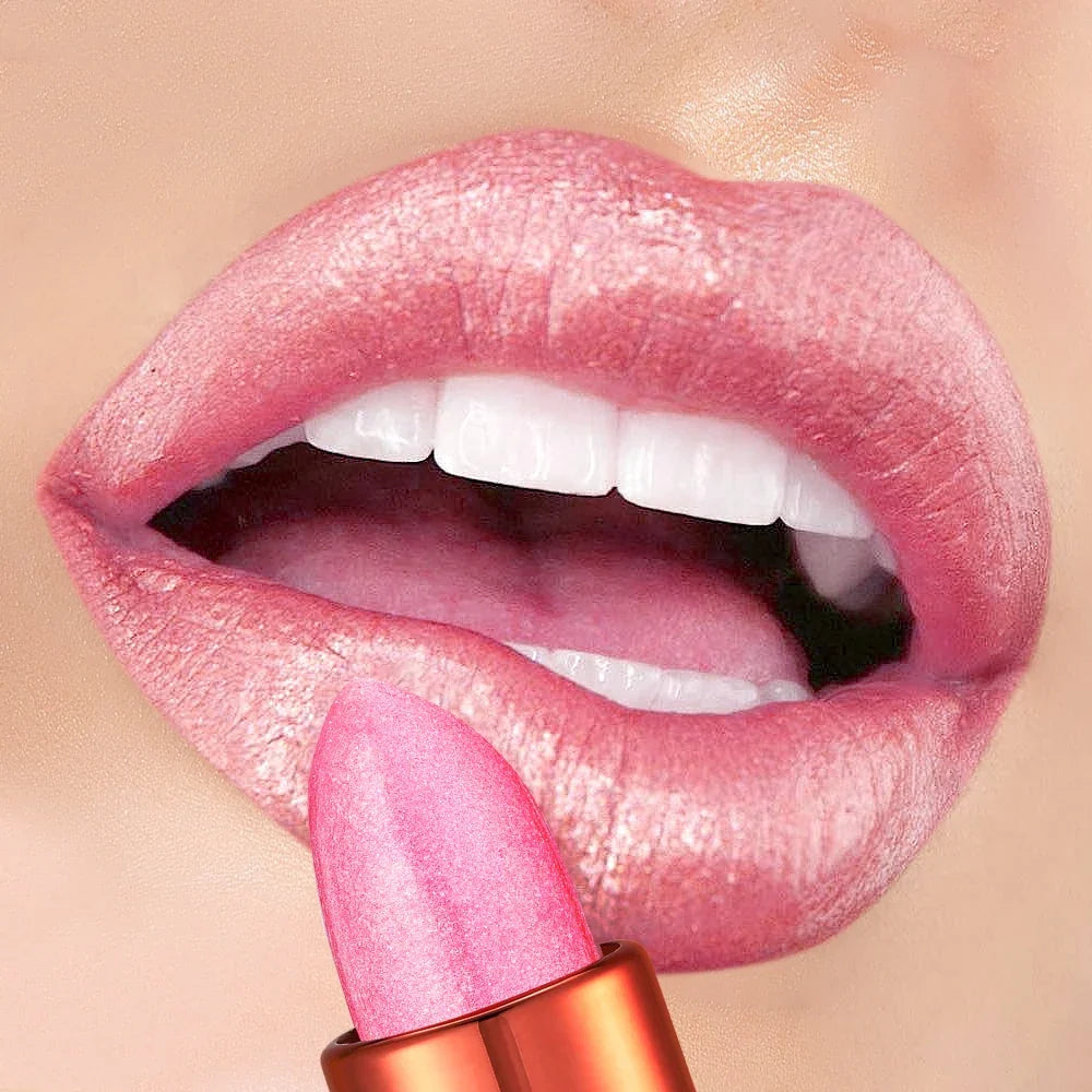 Blushimmer Rose Smoke Powder with glossy velvet texture, waterproof and durable for shiny lips, starry sky-inspired makeup.