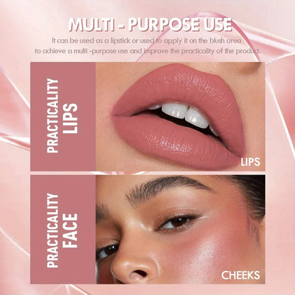 Blushimmer matte waterproof lipstick pencil with long-lasting, non-stick nude lip stain and cosmetic lip tint in a sleek makeup pen