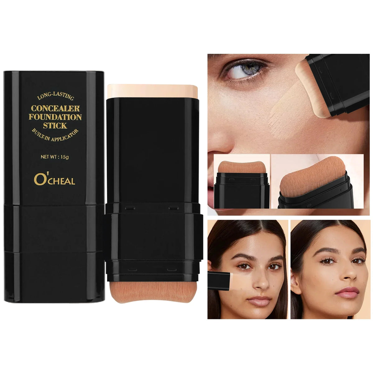 Blushimmer O'cheal 2-in-1 Concealer Foundation & Contour Stick 15g, featuring a sleek stick with concealer and contouring shades.