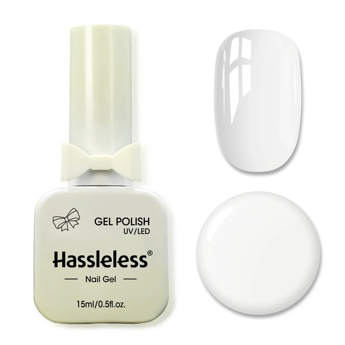 Hassleless Pudding Milky White Gel Nail Polish, Pure Color UV Gel Polish, For Professionals Starter Nail Art DIY 15ml