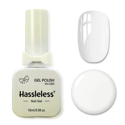 Hassleless Pudding Milky White Gel Nail Polish, Pure Color UV Gel Polish, For Professionals Starter Nail Art DIY 15ml