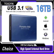 Portable Hard Drive 16TB Solid Disk High Speed External Hard Disk USB 3.1 Type-C Solid State Drive for PC/Phone/Loptop