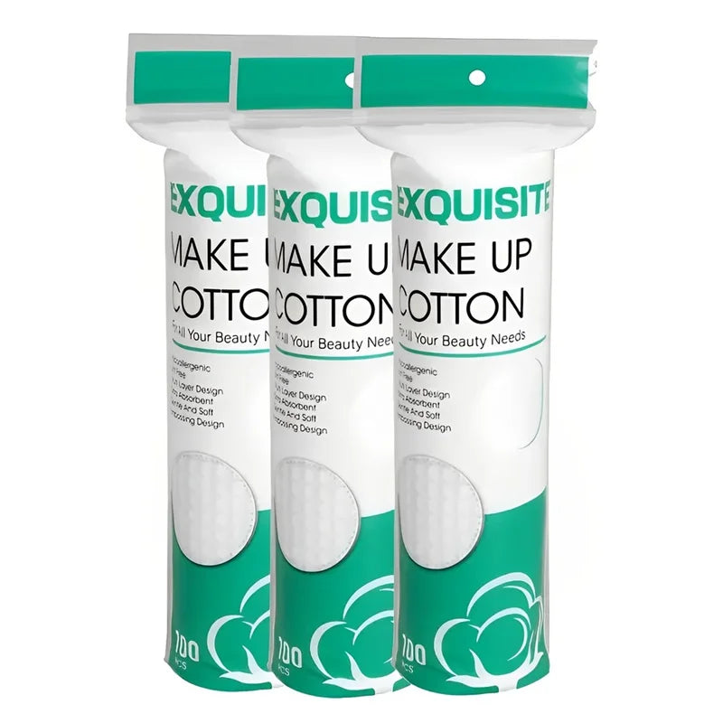 Disposable makeup cotton pads by Blushimmer, soft pearl notched design facial cleaning wipes for makeup removal and skincare.