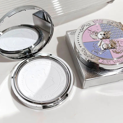 Blushimmer Art Value Bear Knight pressed loose powder in soft focus matte finish for natural makeup setting and brightening.