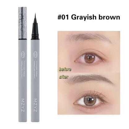 Blushimmer waterproof liquid eyebrow pencil and eyeliner set with ultra-fine tip for natural, long-lasting eyebrow and eye makeup.