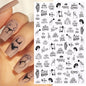 Black and white nail art stickers by Blushimmer featuring sexy woman and girl designs for press-on and nail decoration.