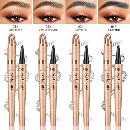 Blushimmer waterproof liquid eyebrow pencil with microblade tip, long-lasting, smudge-proof, natural brow enhancement, shown in image.