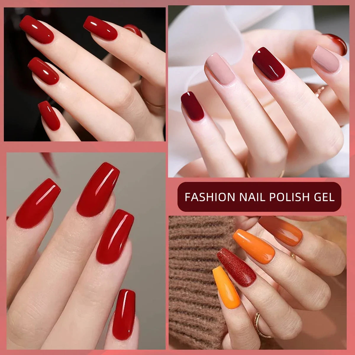 Blushimmer Faandin 7ml red gel nail polish bottle with full-color, quick-drying, alcohol-free, high saturation, and easy-to-use design.