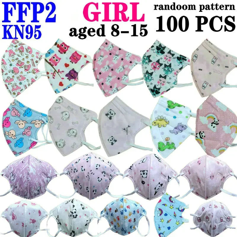 Child FFP2 KN95 Mask Kid 4-12 8-15Years Old Cartoons Masque Boys Girls Children Mascarillas CE Face Mask Safety fpp2