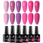 Blushimmer 6-pack nail gel polish set with vibrant semi-permanent UV gel colors for all-season manicures and nail art.