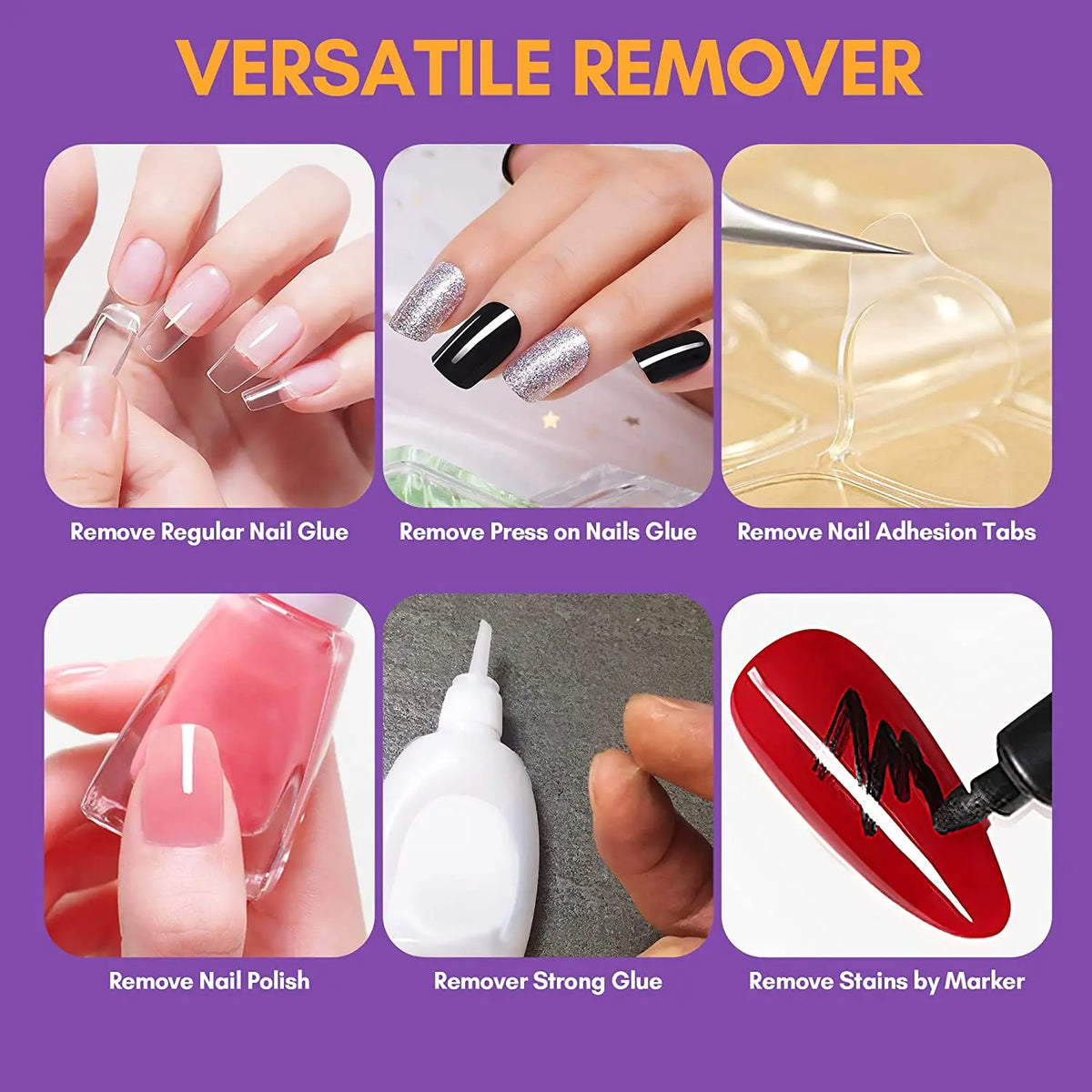 Blushimmer Nail Glue Remover for false nails and press-on nails, featuring a clear liquid in a small bottle with a white cap.