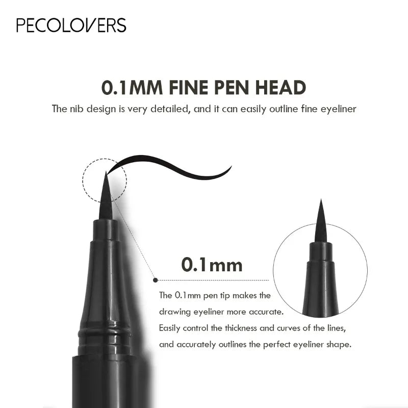 Blushimmer 5-piece set of waterproof liquid eyeliner pens with ultra-fine tips for long-lasting, black eye makeup.