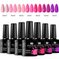 Blushimmer 7-piece gel nail polish set with colorful bottles for DIY nail art, long-lasting UV gel for professional-looking manicures